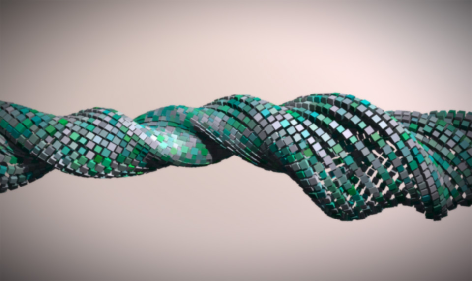 Partitura - turquoise and grey geometric strands, study 02 056